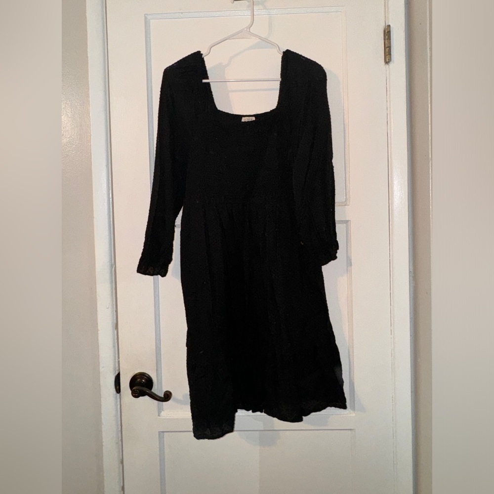 Jcrew black smocked dress Medium